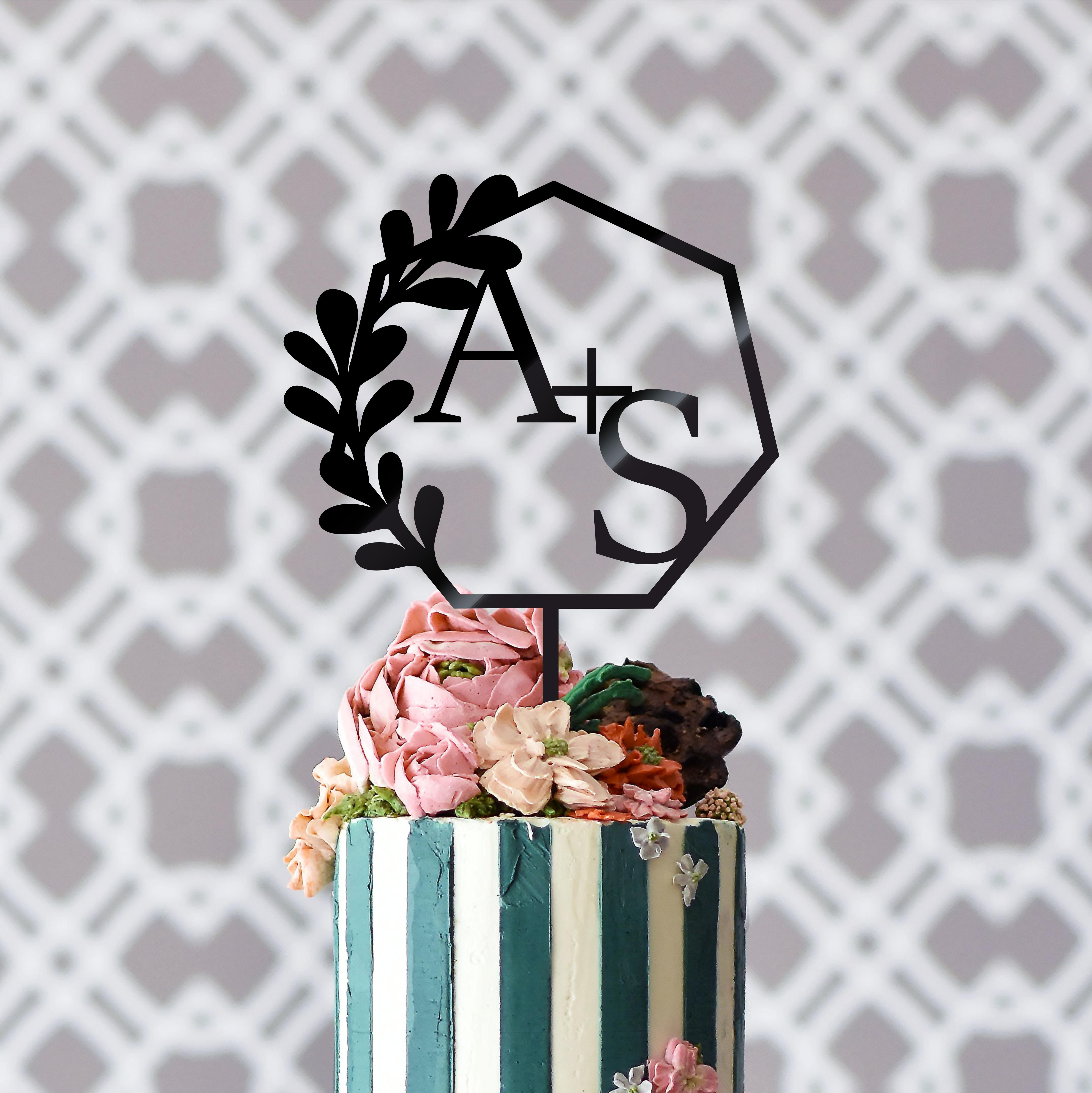 Initial Wedding cake topper -  Personalized cake topper CT1941