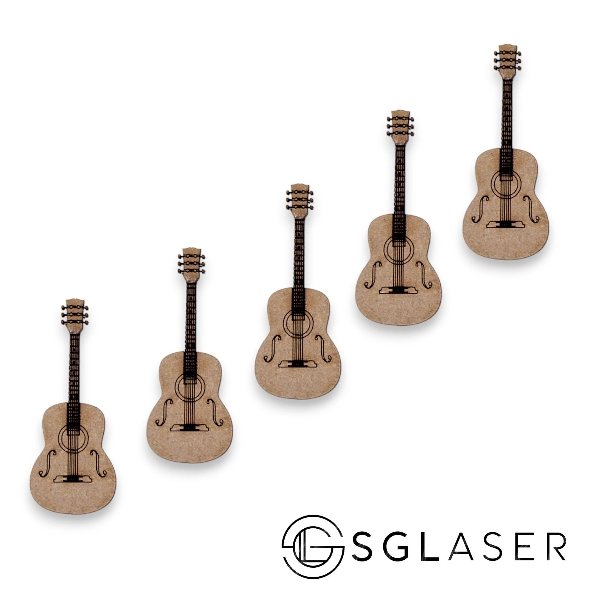 Wooden Guitar 5pack | craft shape -A1512