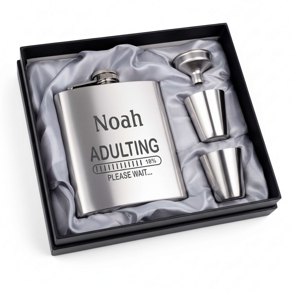 Personalised 18th birthday hip flask engraved with custom name
