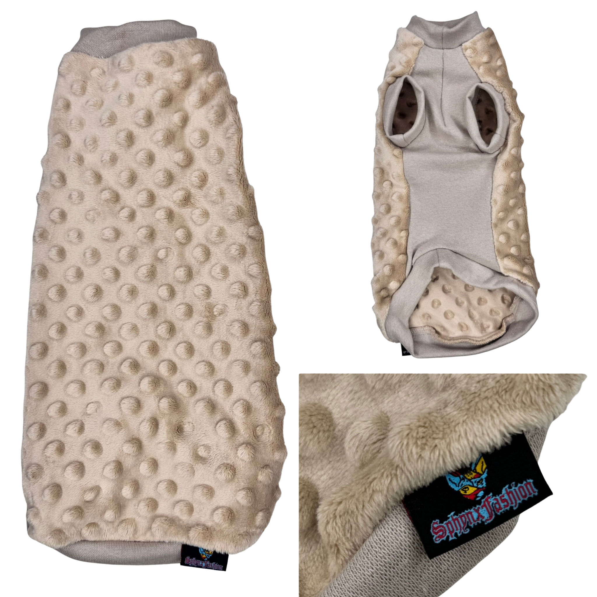 Beige Minky Fleece - Sphynx Cat Top
