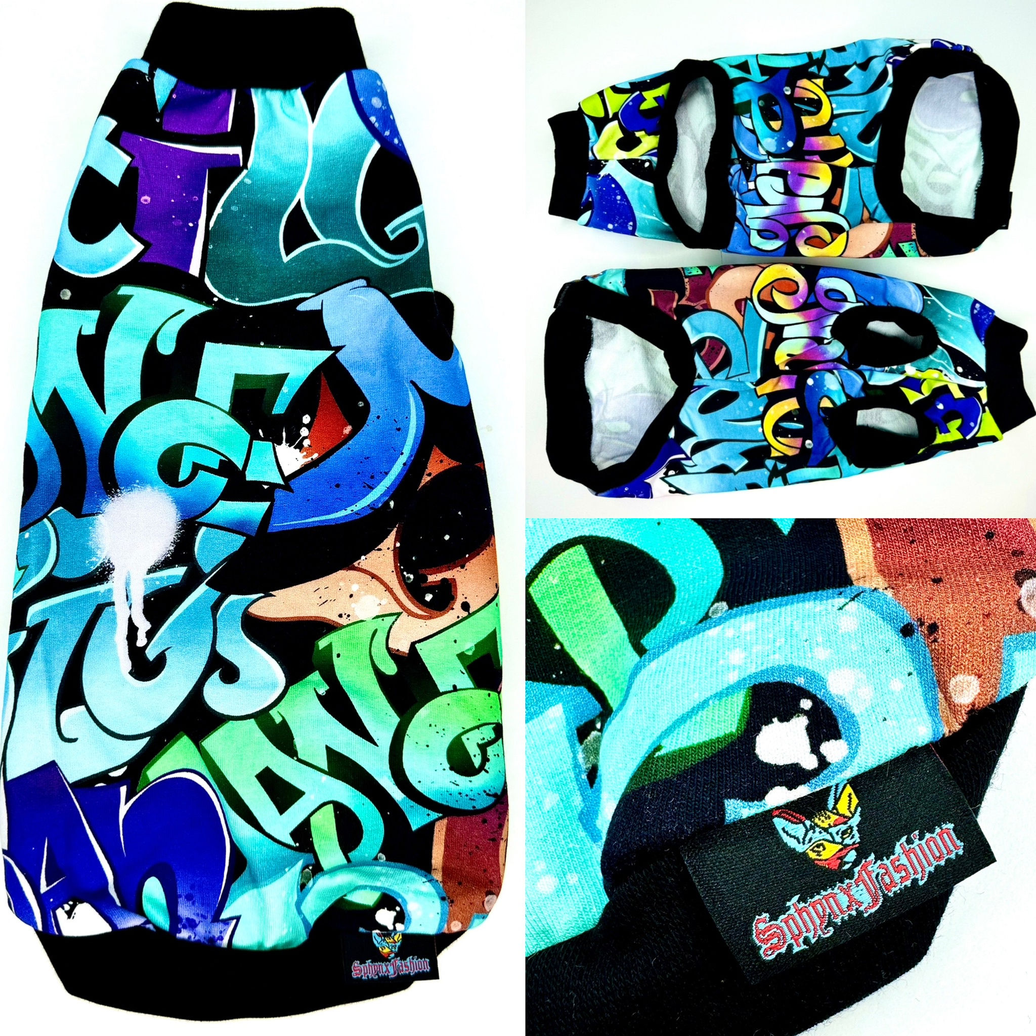 Graffiti Cotton Knitt - Sphynx Cat Top