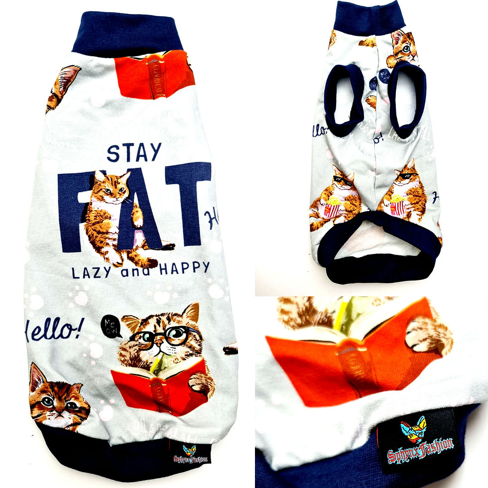 Thumbnail: Fat Lazy & Happy Cotton Knit- Sphynx Cat Top