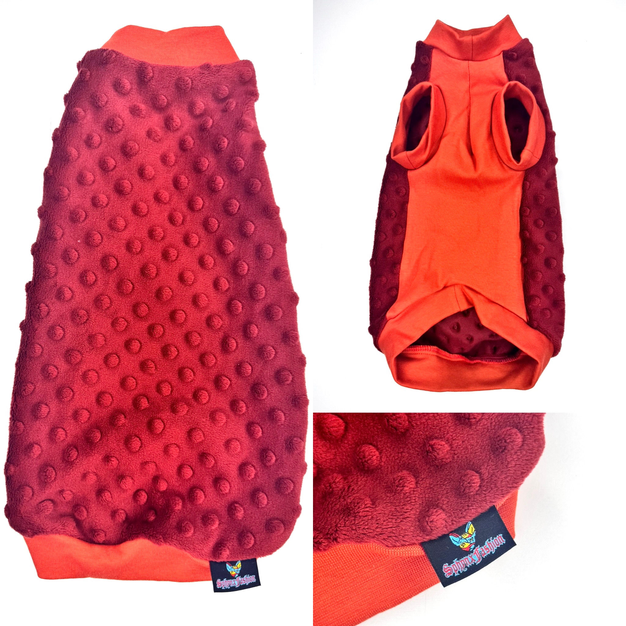 Rusty Red Minky Fleece - Sphynx Cat Top