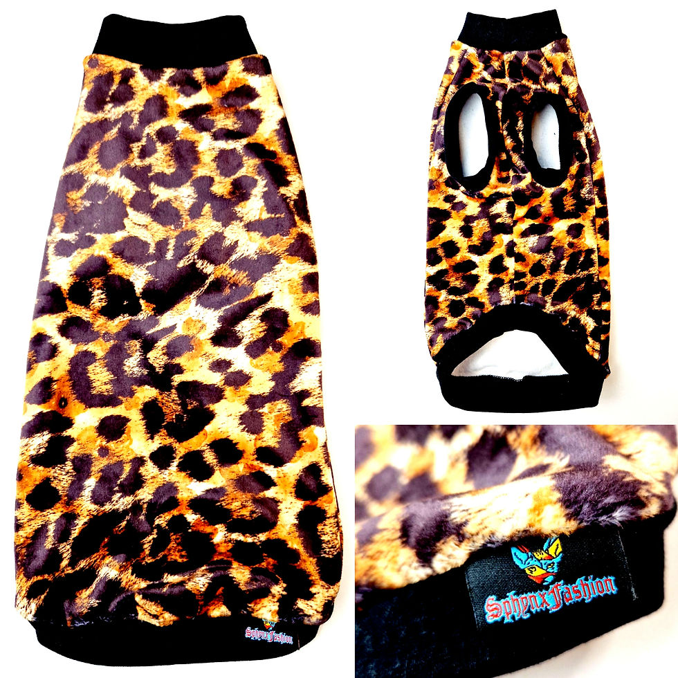 Thumbnail: Leopard Double-sided Minky Fleece - Sphynx Cat Jumper Top