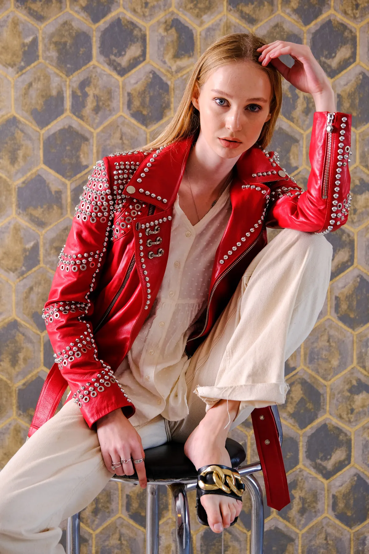 deri ceket ve elbise şık davet kombini