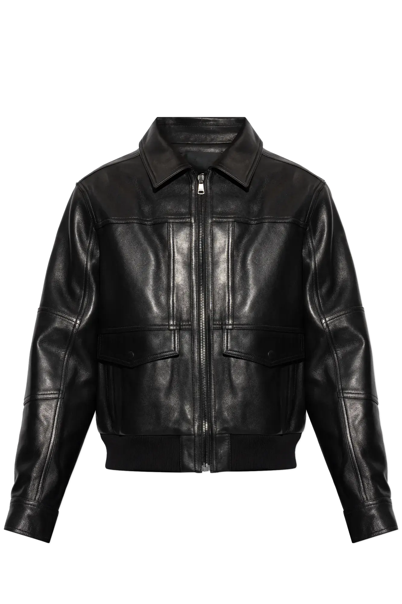 Hakiki Deri Gömlek Yakalı Cepli Deri Mont