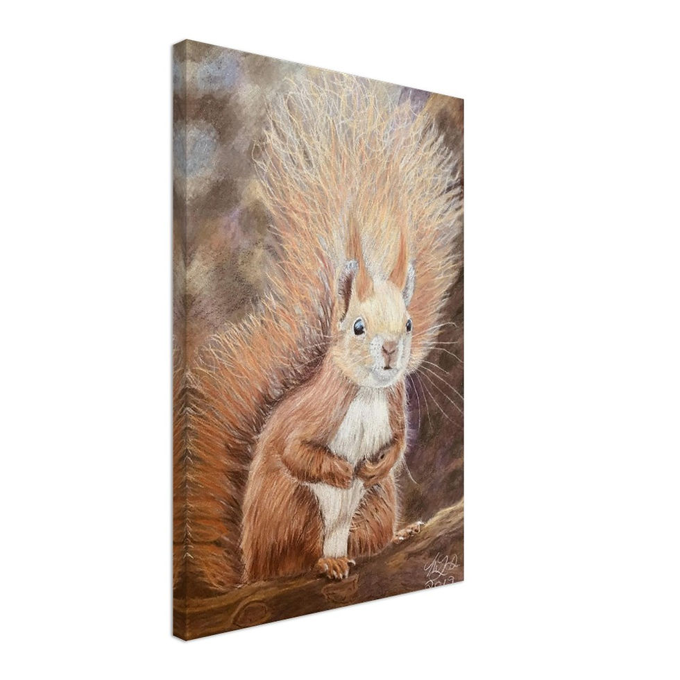 Thumbnail: Surprised Red Squirrel Canvas Print - Premium Quality Art Decor