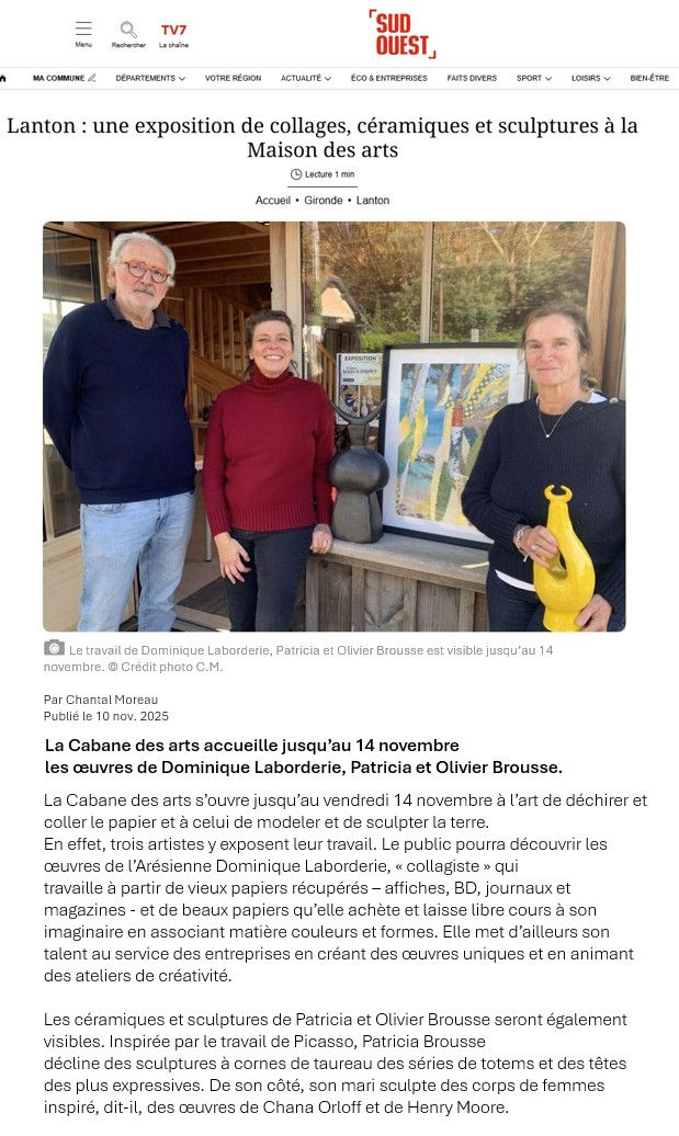 A lire dans le SUD OUEST : Entre papiers anciens et imagination libre, mes collages prennent vie à Lanton."
