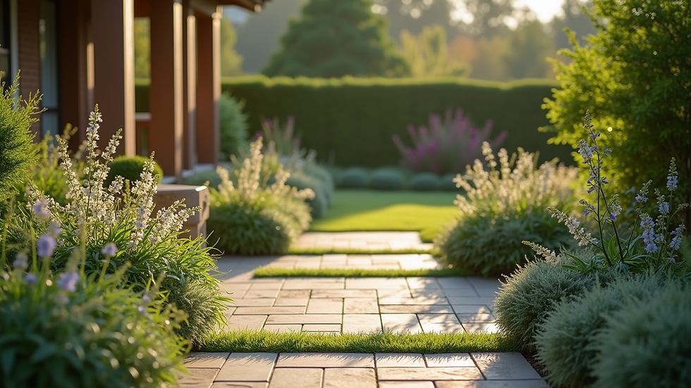 High angle view of landscaping with pet-friendly plants