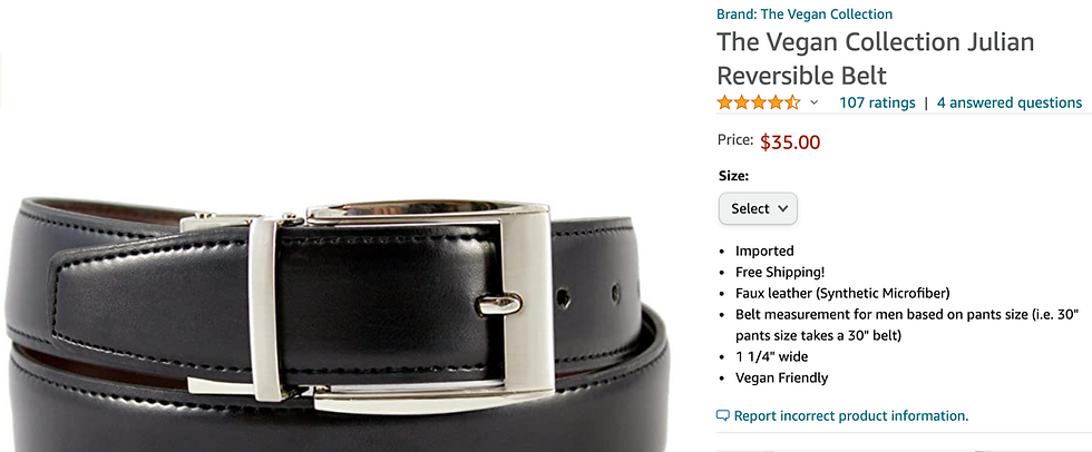 The Vegan Collection - Men's Vegan Leather Reversible Belt 
