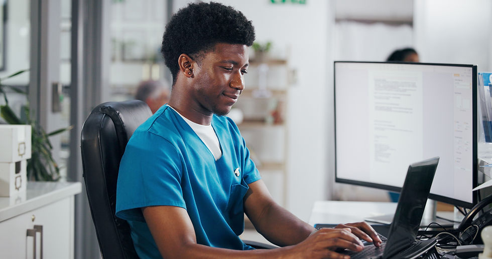 Front desk admin updating patient accumulations