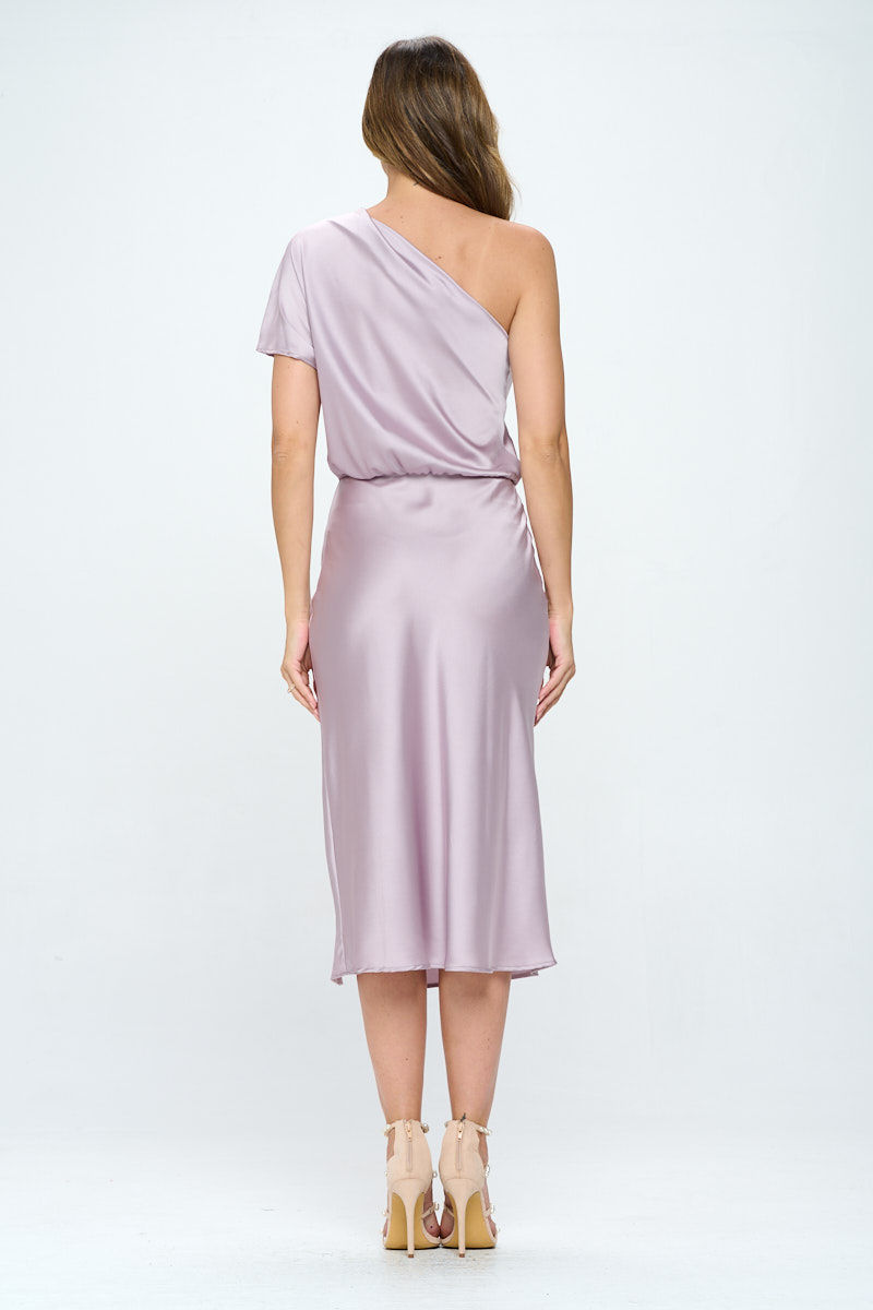 Thumbnail: Stretch Satin One Shoulder Dress