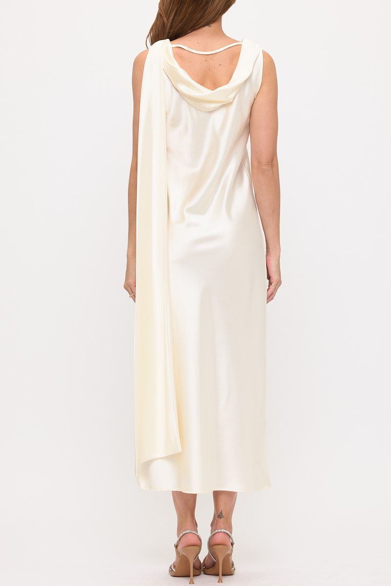 Thumbnail: Satin Midi Dress with Cowl Neck