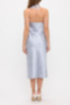Thumbnail: Made in USA Satin Polka Dot Halter Midi  Dress