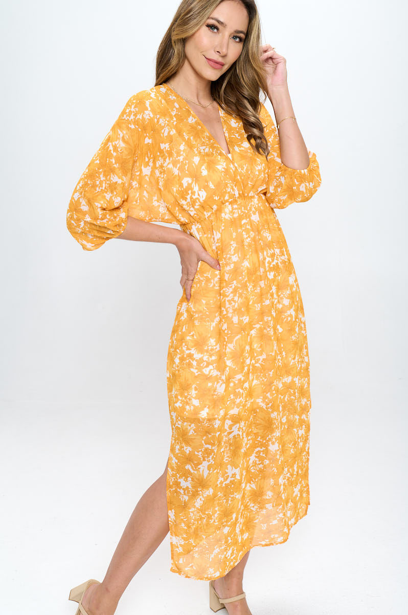 Thumbnail: Floral Print Kimono Style Chiffon Cover Up