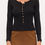 Thumbnail: Solid Rib Knit Long Sleeve V neck Sweater Top