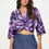 Thumbnail: Multi Print Satin Mid Sleeve Top with Front Twist