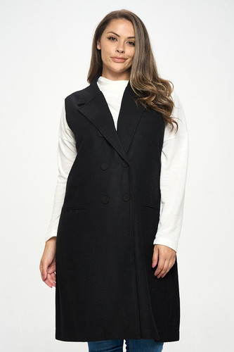 【SUBLATIONS】SLEEVELESS GABARDINE COAT Double Breast Detail Sleeveless Coat with Collar | Reneecollection