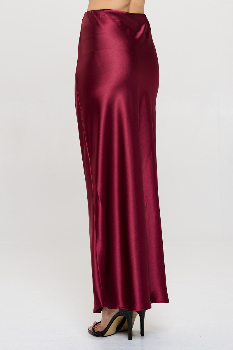 Thumbnail: Solid Silky Satin Maxi Skirt