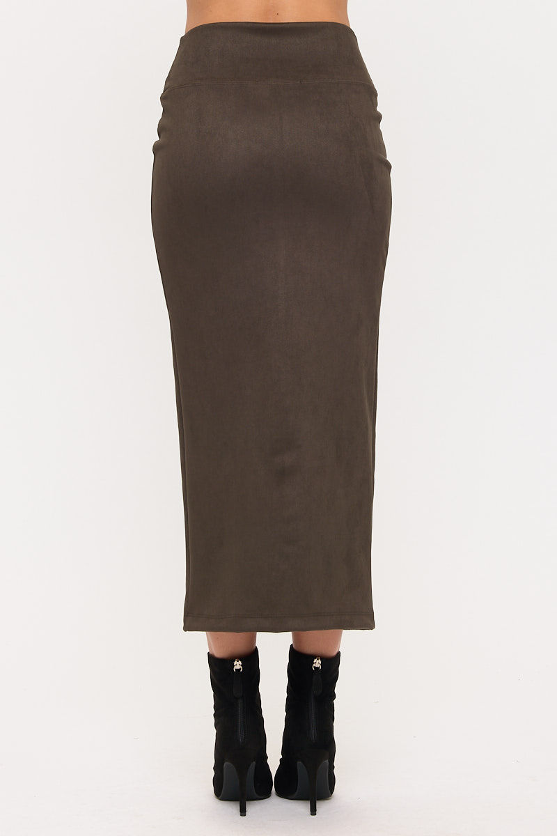 Thumbnail: Faux Suede Midi Skirt