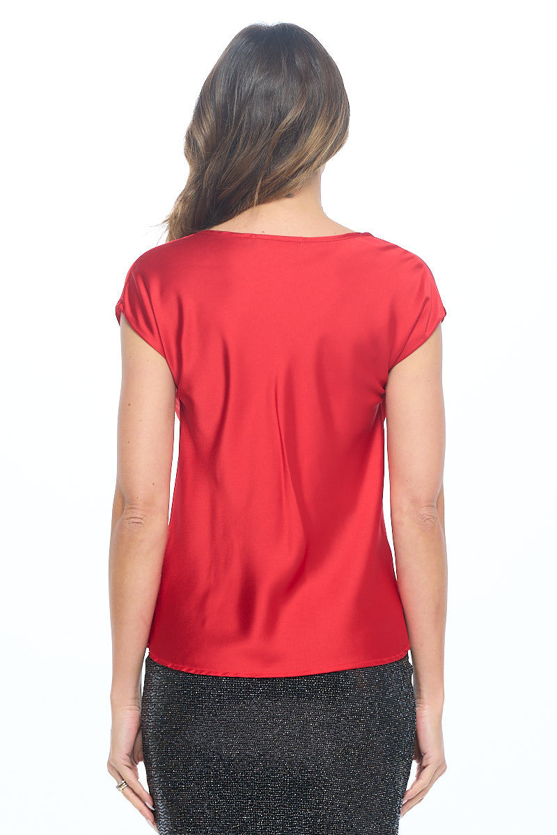 Thumbnail: Solid Satin Top with Cowl Neck