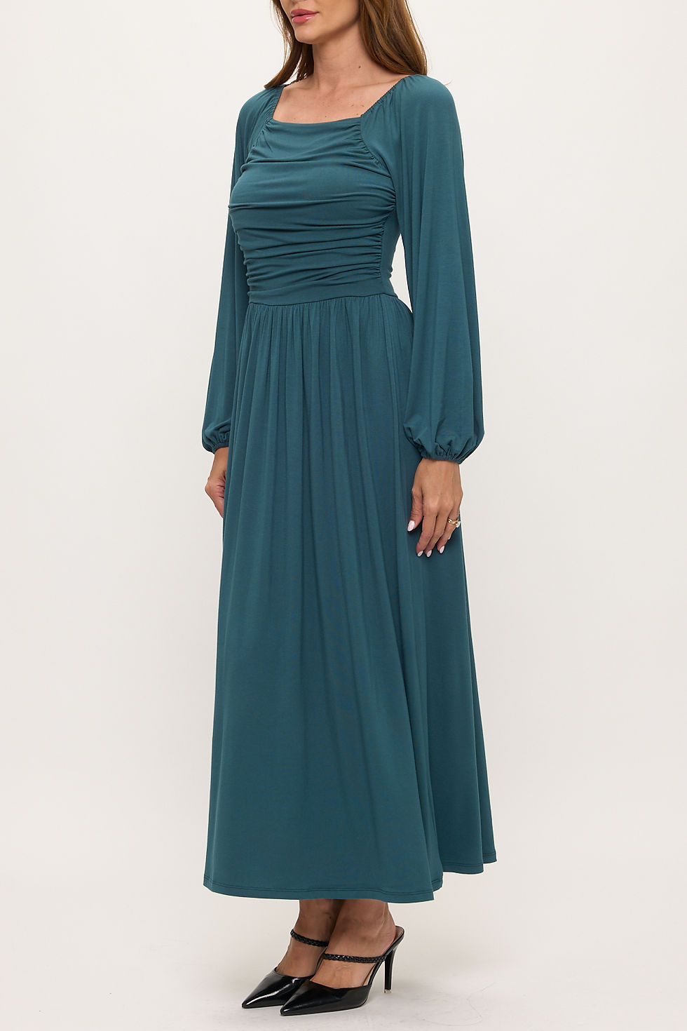 Thumbnail: Made in USA Long Sleeve Jersey Midi Dress