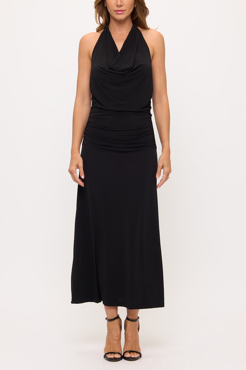 Thumbnail: Halter Jersey Maxi Dress w Ruched Back