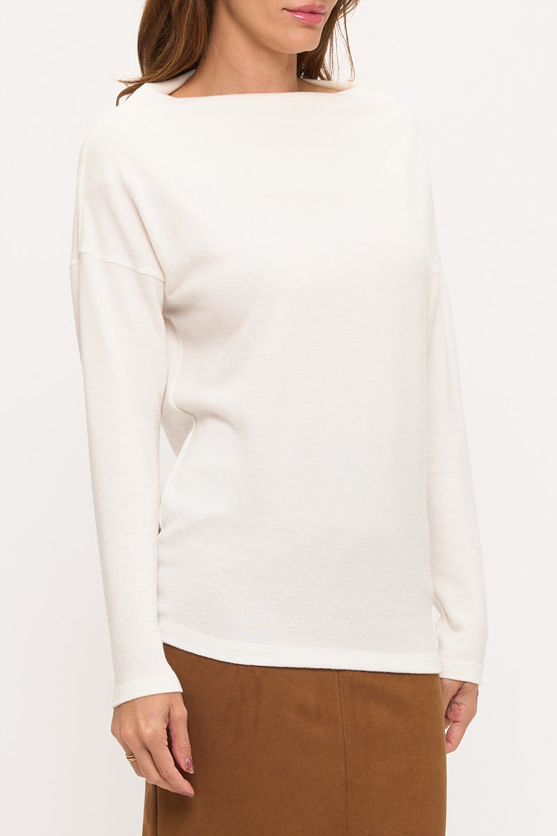 Thumbnail: Brushed Knit Boat Neck Off the Shoulder Top