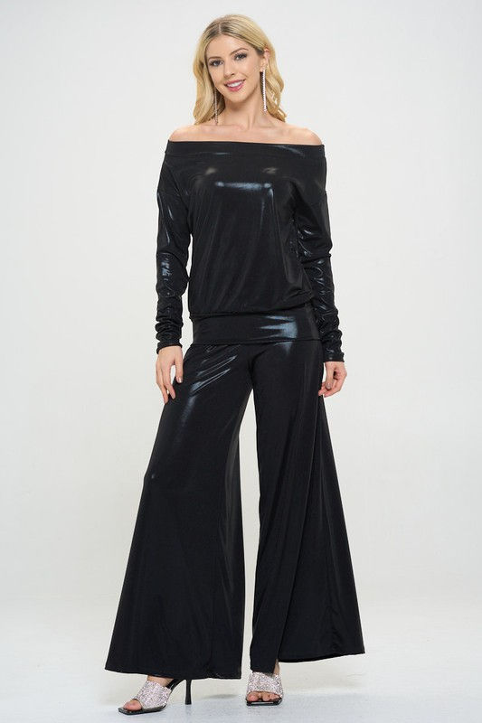 Thumbnail: Metallic Off the Shoulder Long Sleeve Top