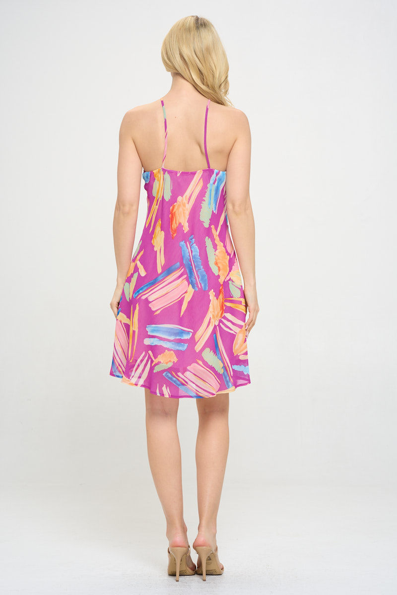 Thumbnail: Print Halter neck Swing Dress