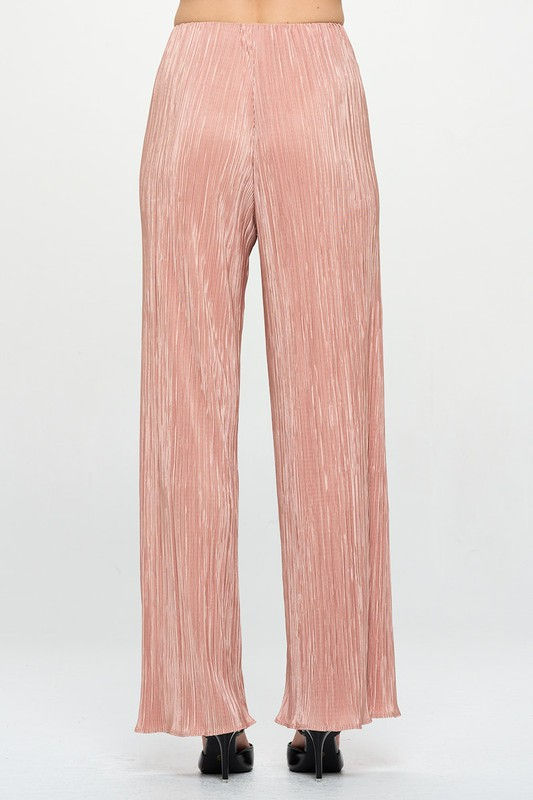 Thumbnail: Vibrant Plisse Lined Straight Pants