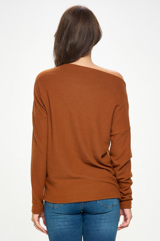 Thumbnail: Brushed Knit Off the Shoulder Top