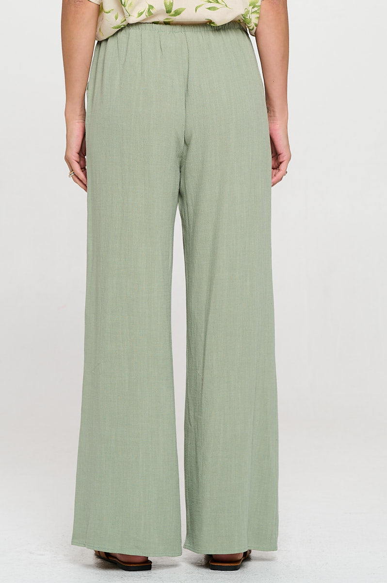Thumbnail: Linen Adjustable Straight Leg Pants with Pockets