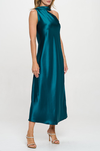 slim fit dress slacks Luannie Halter Scarf Tie Maxi Dress | Emerald | Womens main image 0