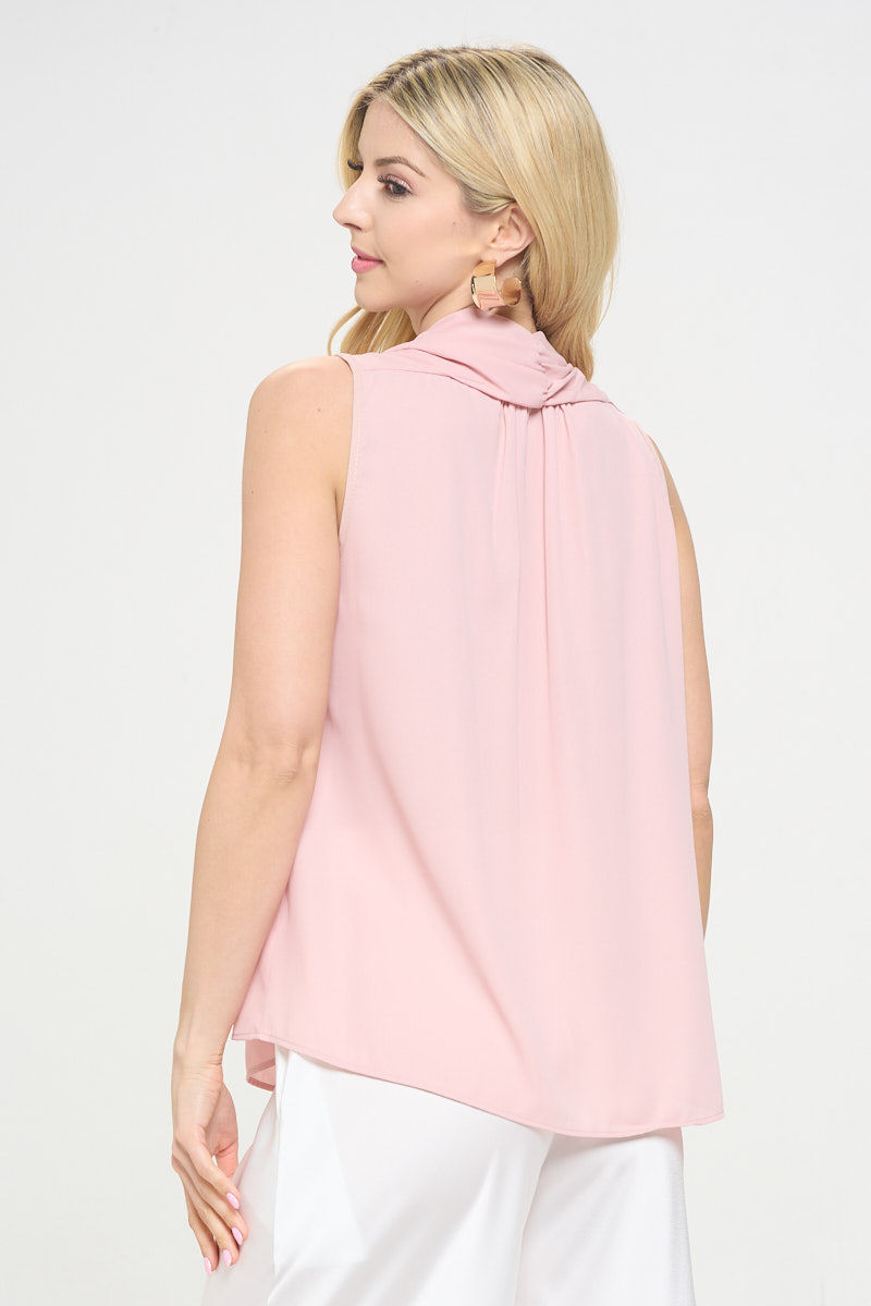 Thumbnail: Solid V neck Top with Drape Neckline
