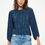 Thumbnail: Plisse Solid Round neck Top with 3/4 Sleeve