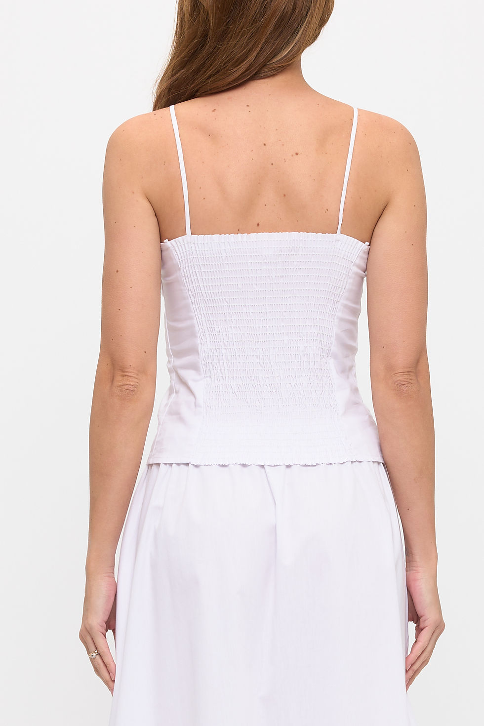 Thumbnail: Made in USA Smocked Back Cotton Tank Top