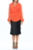 Thumbnail: Satin Collared Cowl neck Top with Split Cuff