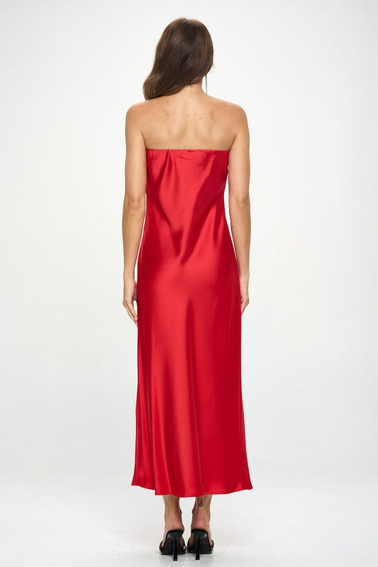 Thumbnail: Silky Satin Tube Draped Dress