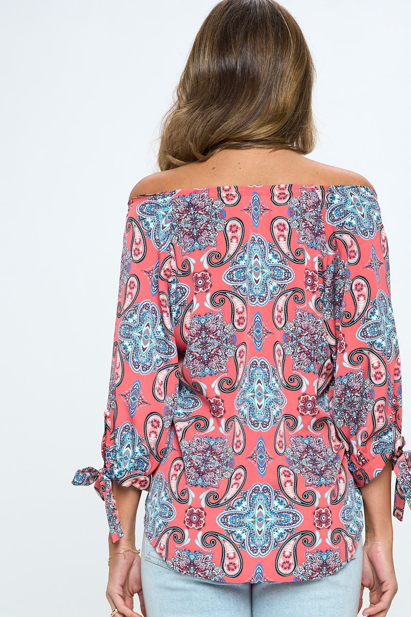 Thumbnail: Paisley Print Off the Shoulder Top