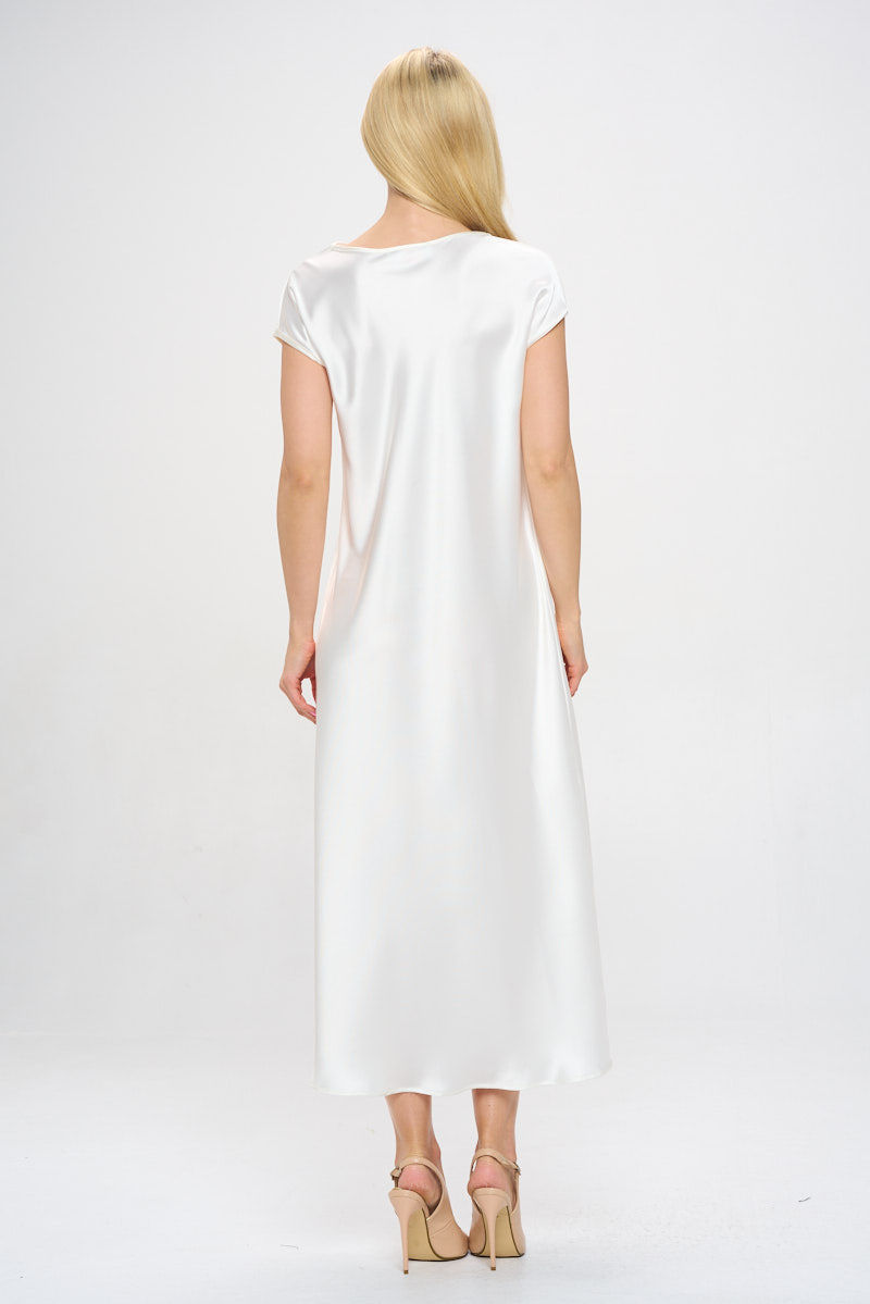 Thumbnail: Solid Satin Cowl Neck Maxi Dress