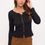 Thumbnail: Solid Rib Knit Long Sleeve V neck Sweater Top