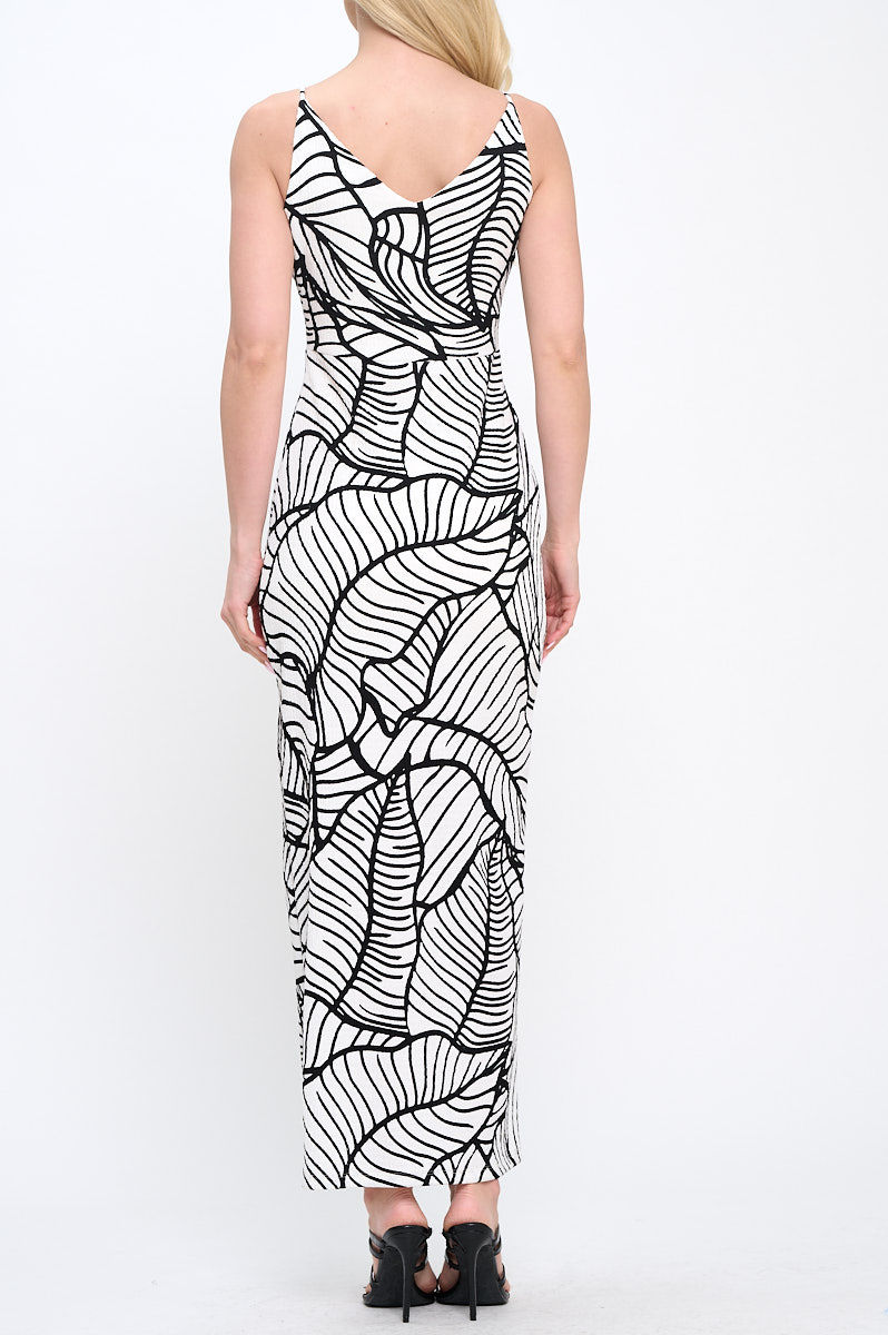 Thumbnail: Print V neck Maxi Dress with Slit
