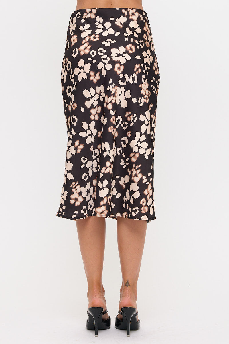 Thumbnail: Printed Midi Satin Skirt