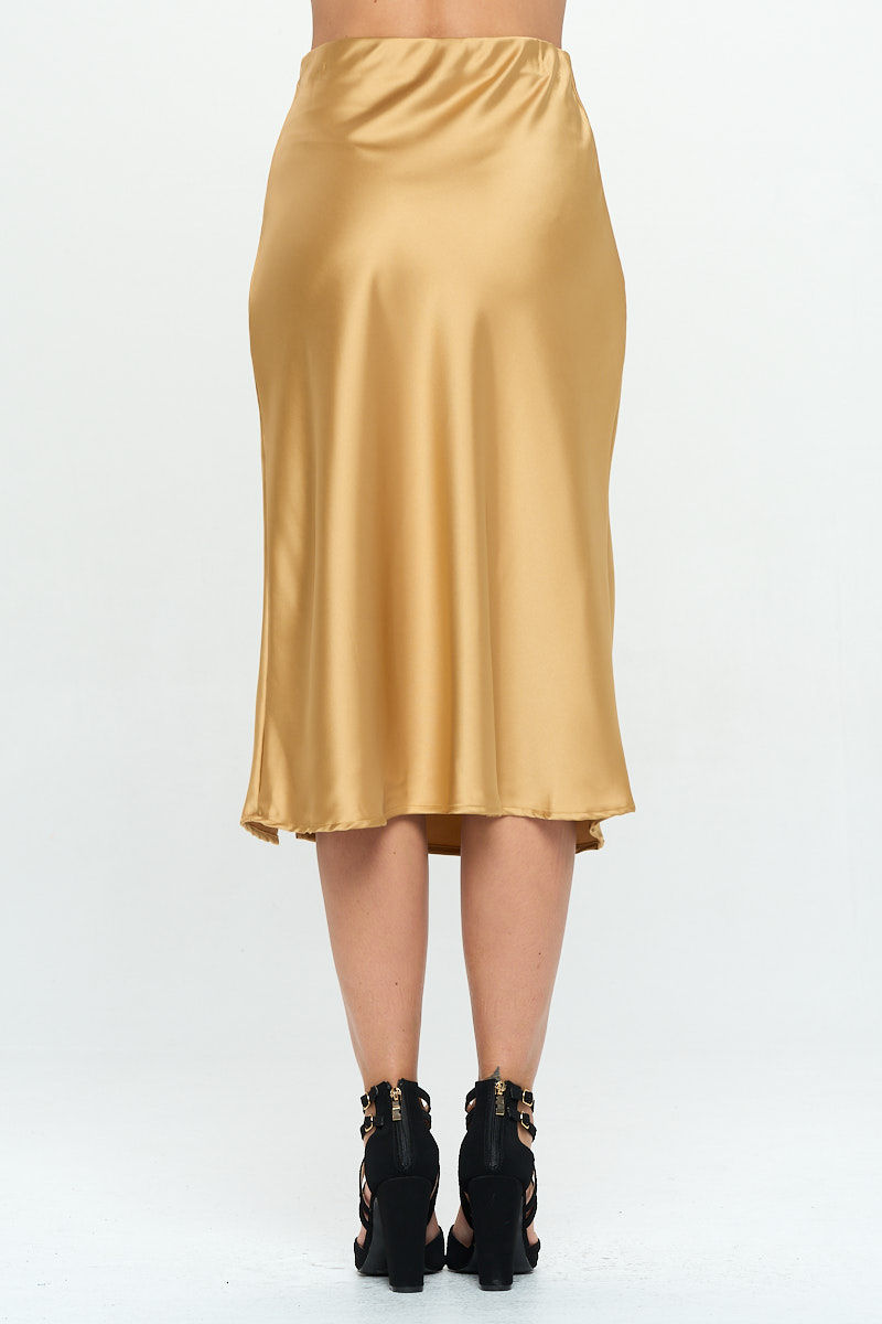 Thumbnail: Solid Satin Midi Skirt