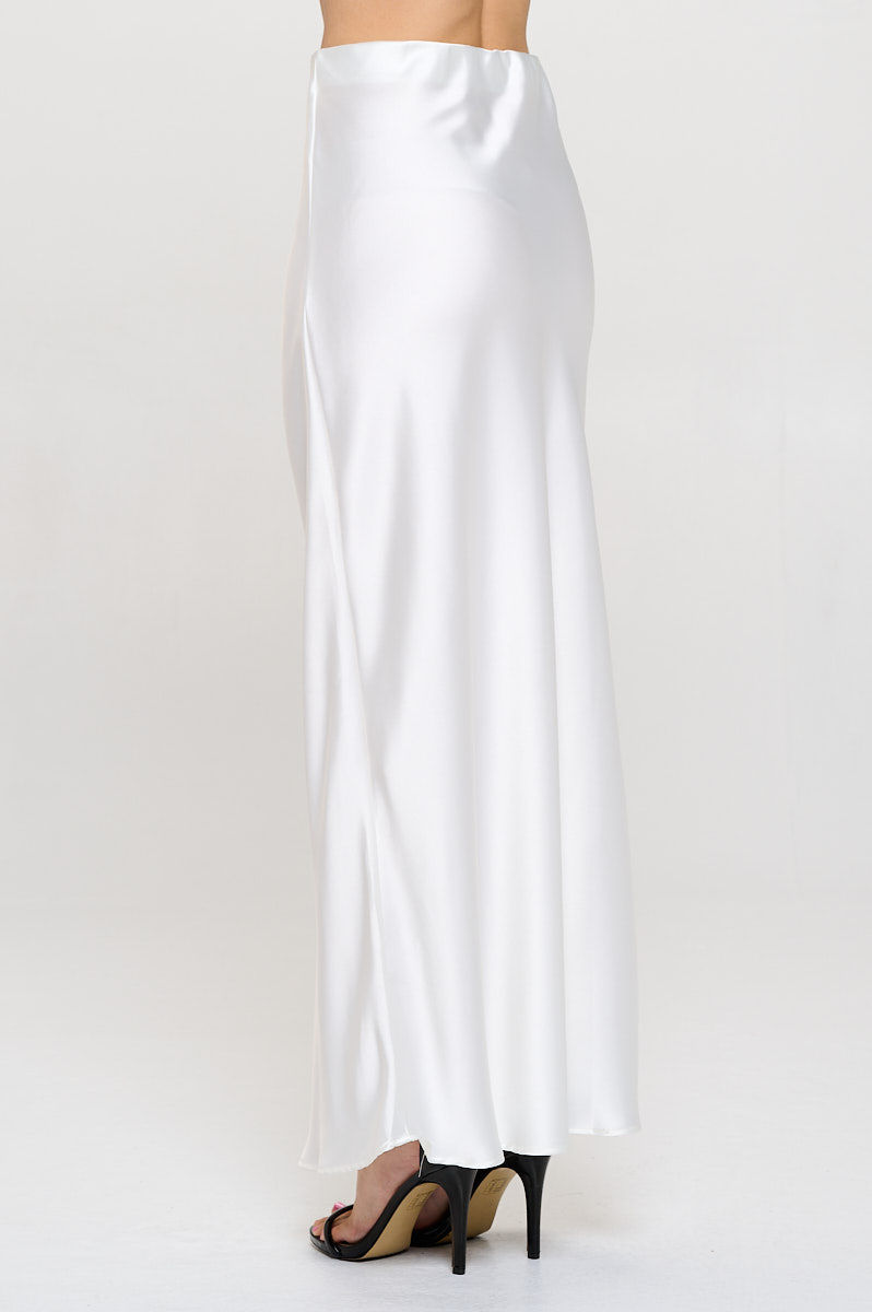 Thumbnail: Solid Silky Satin Maxi Skirt