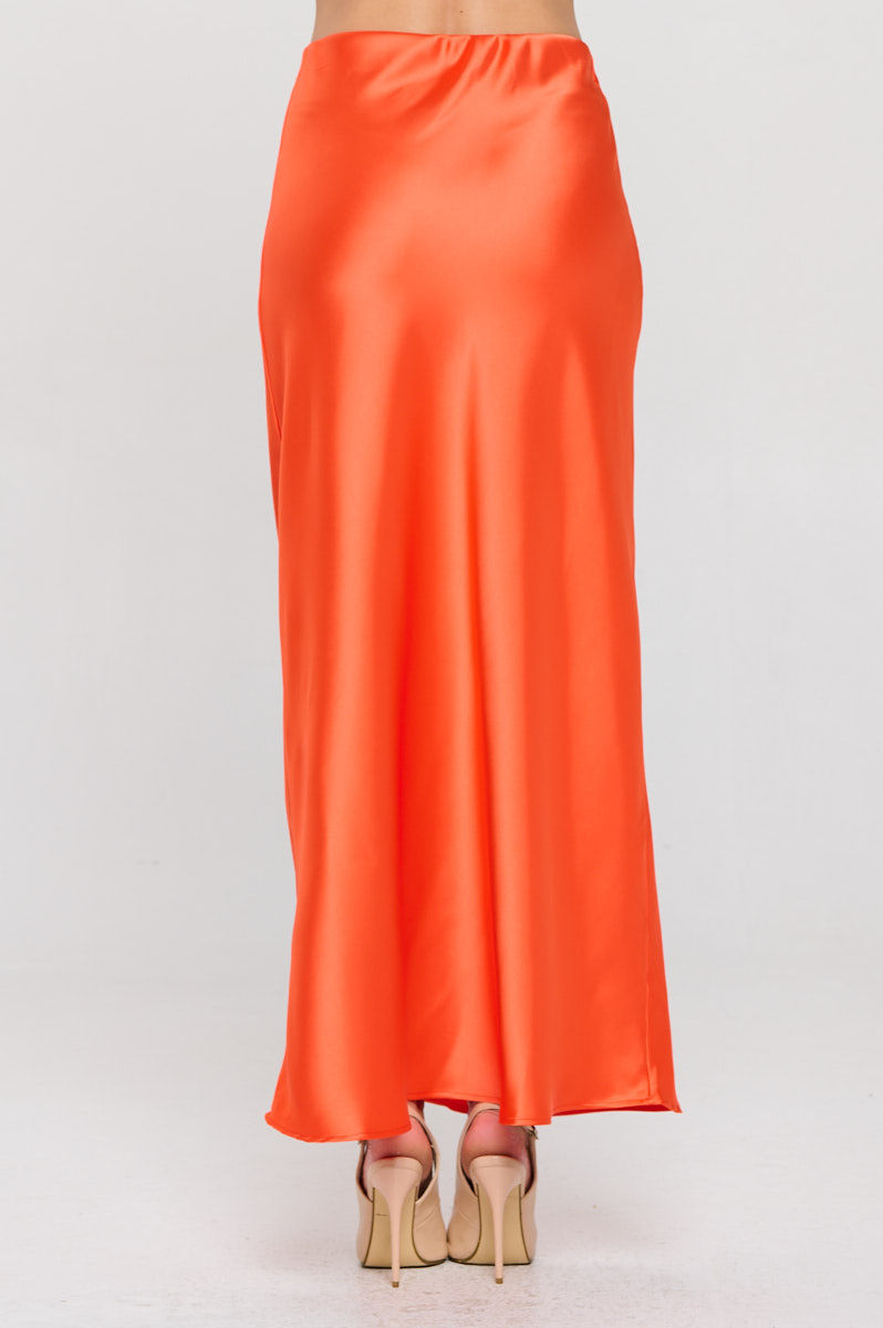 Thumbnail: Solid Silky Satin Maxi Skirt