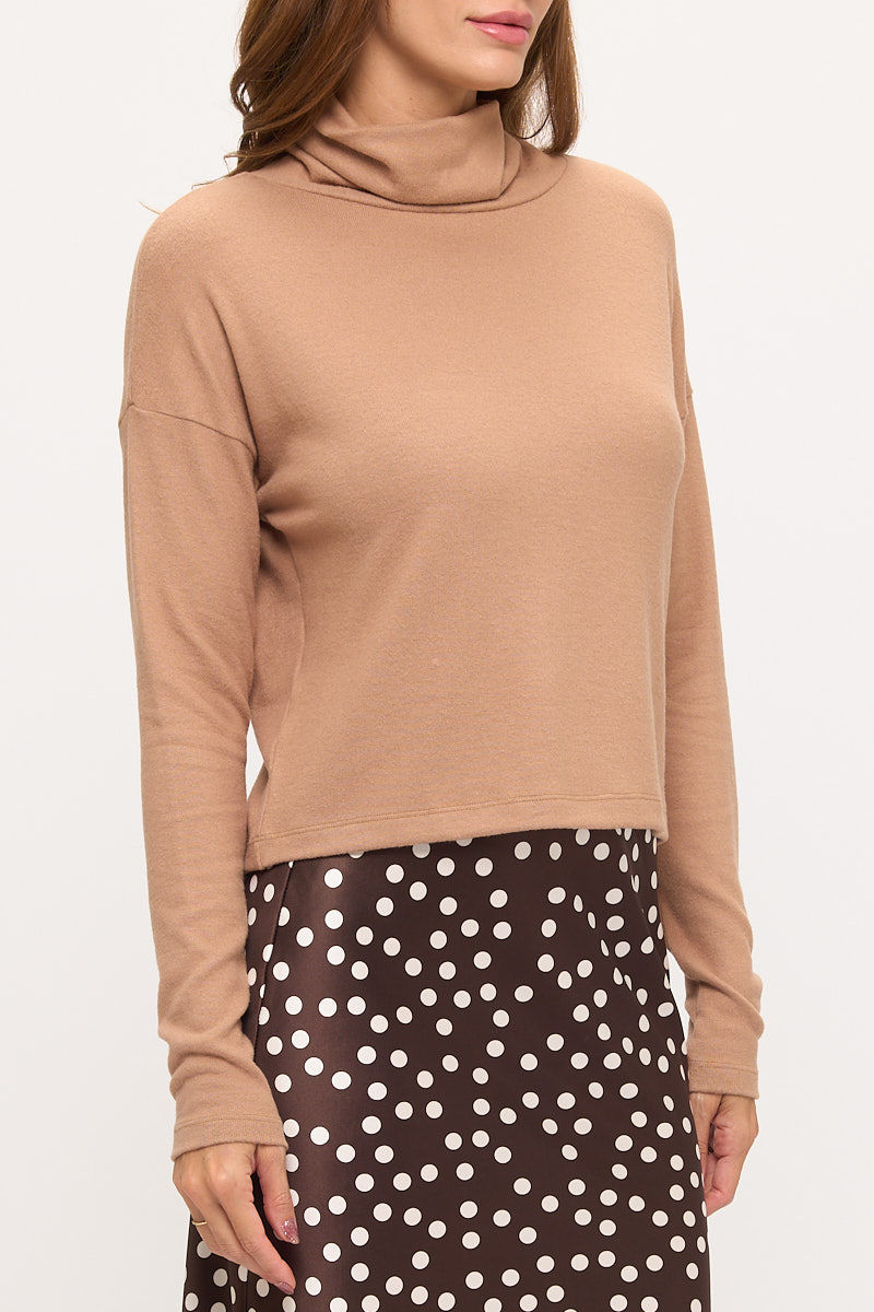Thumbnail: Extra Soft Brushed Knit Cowl Neck Long Sleeve Top