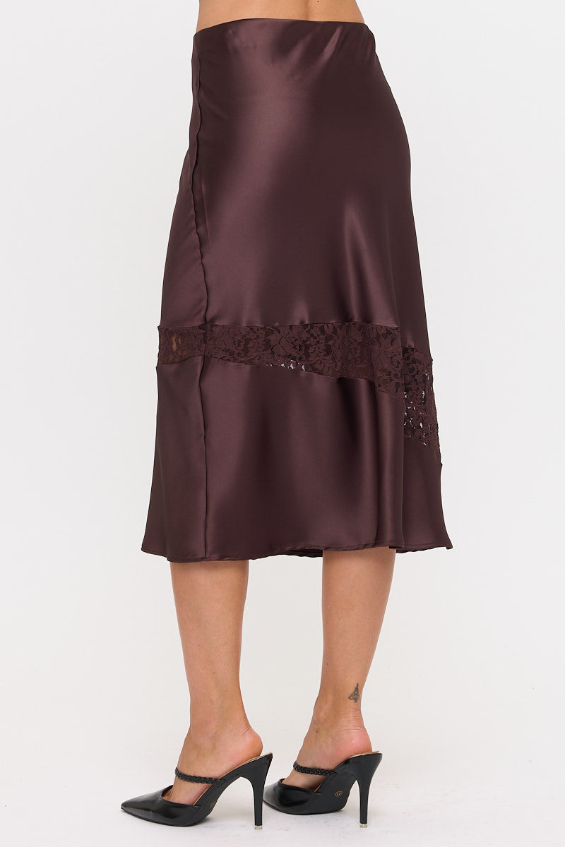 Thumbnail: Satin & Lace Midi Skirt