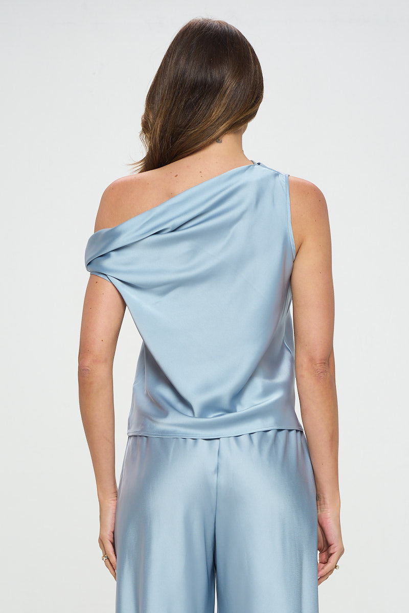 Thumbnail: Stretch Satin Solid Off the Shoulder Top